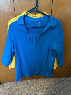 Yellow and Blue (set of 2) Polo-Style Knit Tops